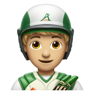 A Boy holding cricket bat,wearing helmet sticker