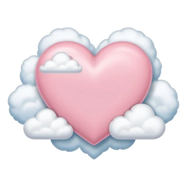 pastel pink heart surrounded by clouds, iOS Apple emoji style sticker