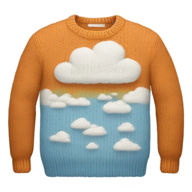 Knit sweater with cloud design sticker