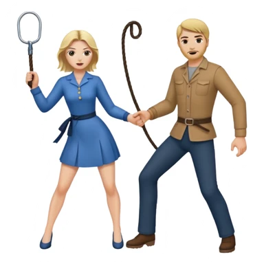 Woman whipping man  sticker