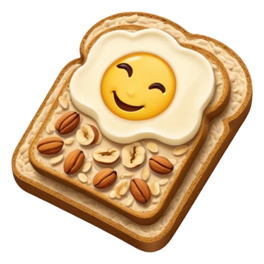 Vegetarian breakfast emoji illustration, flat iOS emoji style, toast, fruits, oatmeal, nuts, milk, no eggs, no meat, no fish, no non-vegetarian food, clean white background.” sticker