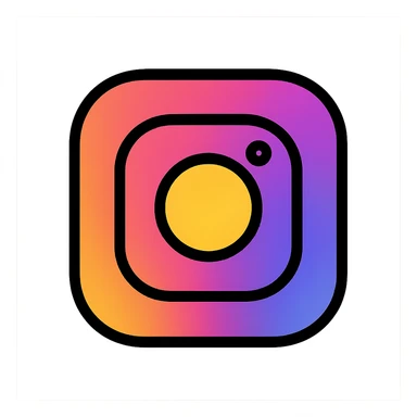Instagram icon, lineal color with black outlines, vibrant and modern sticker