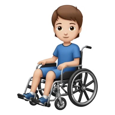 a disabled kid next to his wheelchair sticker