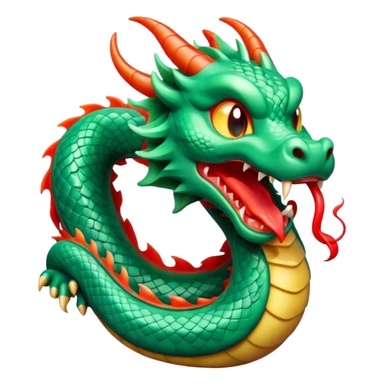 Cinematic Cute Yawning Chinese Serpent Dragon Portrait Emoji, Head gently inclined with a dramatic, wide-open yawn, revealing an elegantly elongated body with softly glowing jade and vermilion scales, enriched by subtle, ethereal cloud and ripple motifs; rendered with authentic detail and delicate natural light, high shine, relaxed yet wise, styled with a dash of ancient mystique, soft glowing outline, capturing the essence of a drowsy but venerable celestial dragon ready to drift into a serene, timeless slumber! sticker