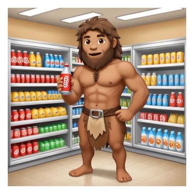 caveman in a convenience store sticker