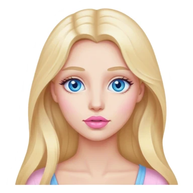 Cinematic realistic blonde with long hair, blue eyes and pastel pink lips came up with an idea sticker