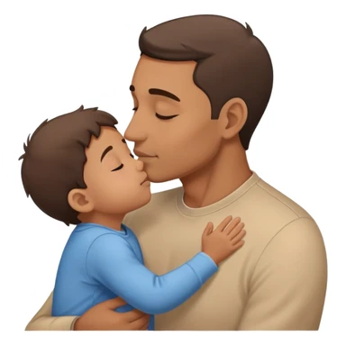 Father giving his child a gentle kiss on the forehead, family love sticker