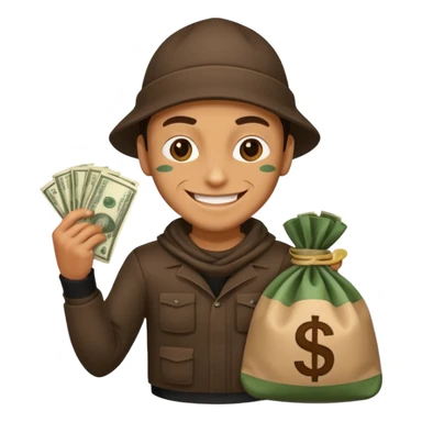 Robber holding a bag of money sticker