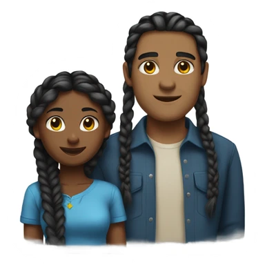Blue shirt black girl with braids standing next to guy named Zahn sticker
