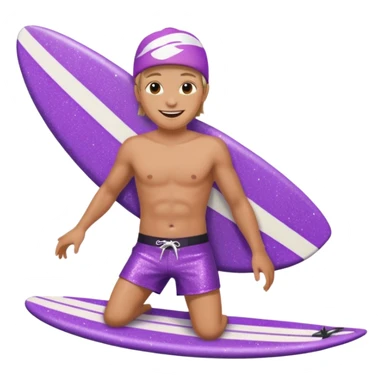 glitter purple cian happy surf sticker