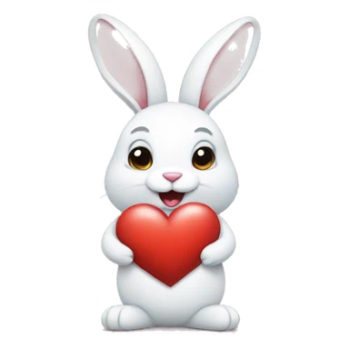 white rabbit hold heart sticker