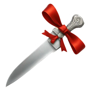 Silver antique knife with little red bow sticker
