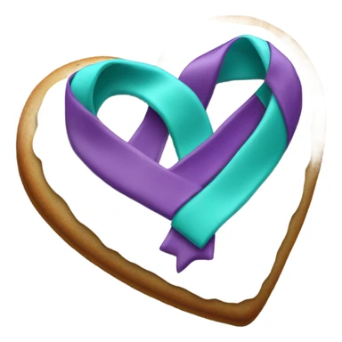 Cookie heart with teal purple ribbon loop sticker