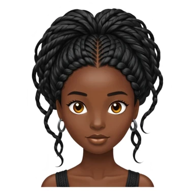 Alluring african woman shiny black micro braid  tousled hair sticker