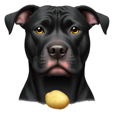 all black pitbull with potato on collar sticker