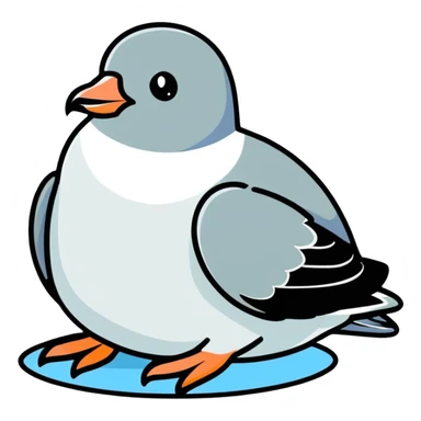 pigeon sitting on a seal sticker