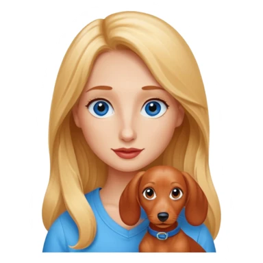 Mini red dachshund with girl whose got long blonde hair and blue eyes  sticker