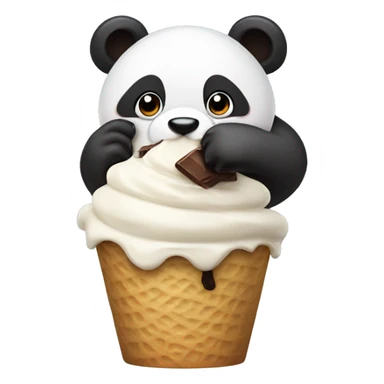 Panda eating chocolate ice cream  sticker