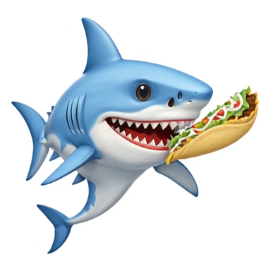 shark wearing a white dress eating a taco sticker