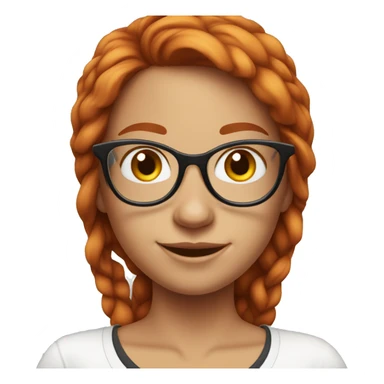 red-haired girl in glasses and white t-shirt smiling sticker
