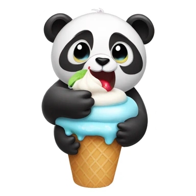 Panda eating black ice cream sticker