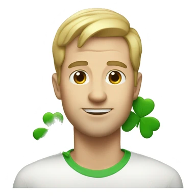 white man with four leaf clover sticker