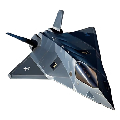 F-117 Nighthawk - Lockheed Martin (Stealth Grey) A futuristic stealth attack aircraft with a distinct faceted, angular design in a stealthy matte grey. Its sharp, jagged edges and unconventional, almost alien-like shape make it look like a shadow cutting through the night sky. The surface should appear non-reflective with subtle panel lines. sticker