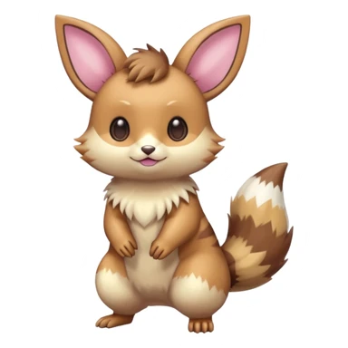 Kawaii Shiny Colorful Pastel Furret-Eevee-fusion Full Body sticker