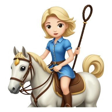 girl riding a horse holding a whip sticker