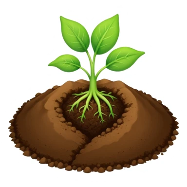 A green sprout with two leaves on top of brown soil sticker