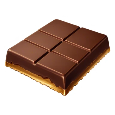 Cinematic silky dark chocolate bar, broken into perfect squares, rich cocoa tones, slightly melting edges, fine texture and decadent shine, warm golden highlights, tempting and rich. sticker