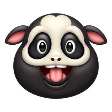 Oveja negra de cuerpo entero sacando la lengua en actitud de risas sticker