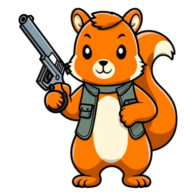 A squirrel with a gun sticker