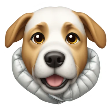 Dog wearing a puffy jacket sticker