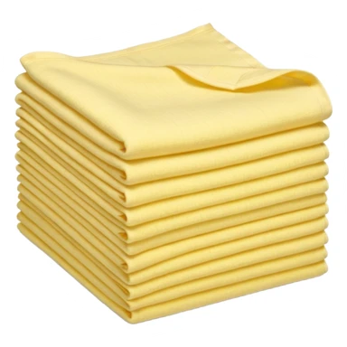 stack of soft square cloths with slightly textured fuzzy surfaces and cleanly folded edges pastel yellow color light neatly layered no spray dirt or extras soft lighting subtle shadows emoji scale sticker