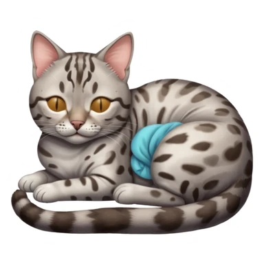 Silver bengal cat sleeping sticker