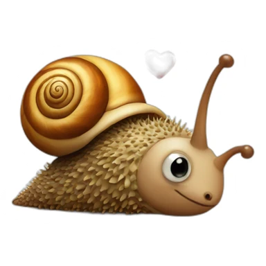 a cute snail with a friendly face kisses a hedgehog sticker