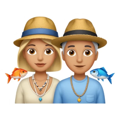 Hatted ancient People & Fish Bone Necklaces sticker