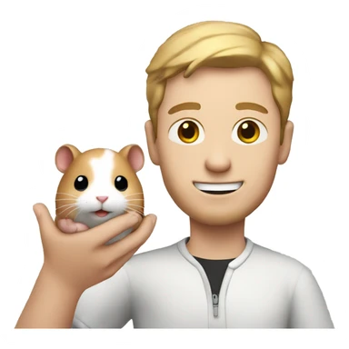 white man holding a hamster in his hand sticker