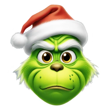 The grinch wearing a Santa hat sticker