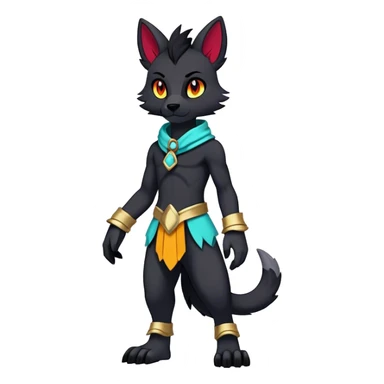 Edgy colorful anthro fursona Fakemon full body sticker