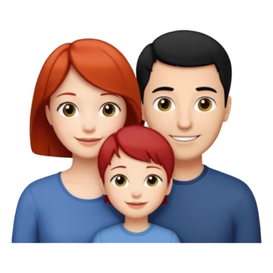 a family of three, all three white: the mother with short red hair, the father with black hair, and the daughter with black hair. sticker