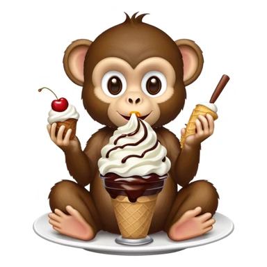 monkey sitting on a icecream sunday sticker