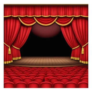 An emoji of a empty theatre stage with red curtains simple sticker