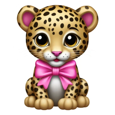 baby leopard with pink bow sticker