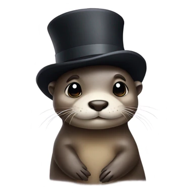 a cute otter with a little top hat sticker