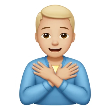 person holding neck crossed hands crying laughing  sticker