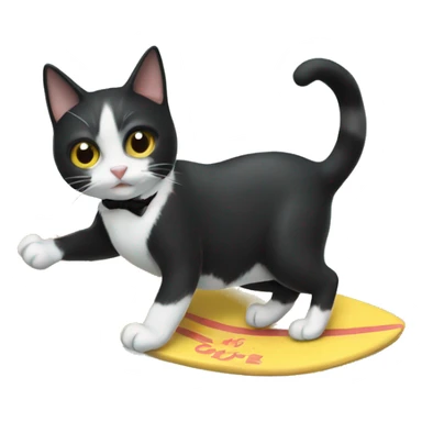 Tuxedo cat surfing  sticker