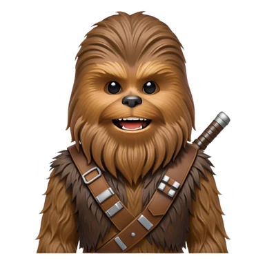 Chewbacca, the wookiee from Star Wars with brown fur and bandolier sticker