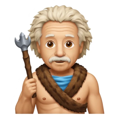 Albert Einstein as a caveman, emoji style sticker